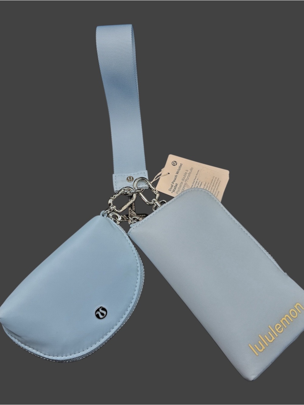 NWT lululemon Dual Pouch Wristlet Wallet Foam Cloud Light Ivory